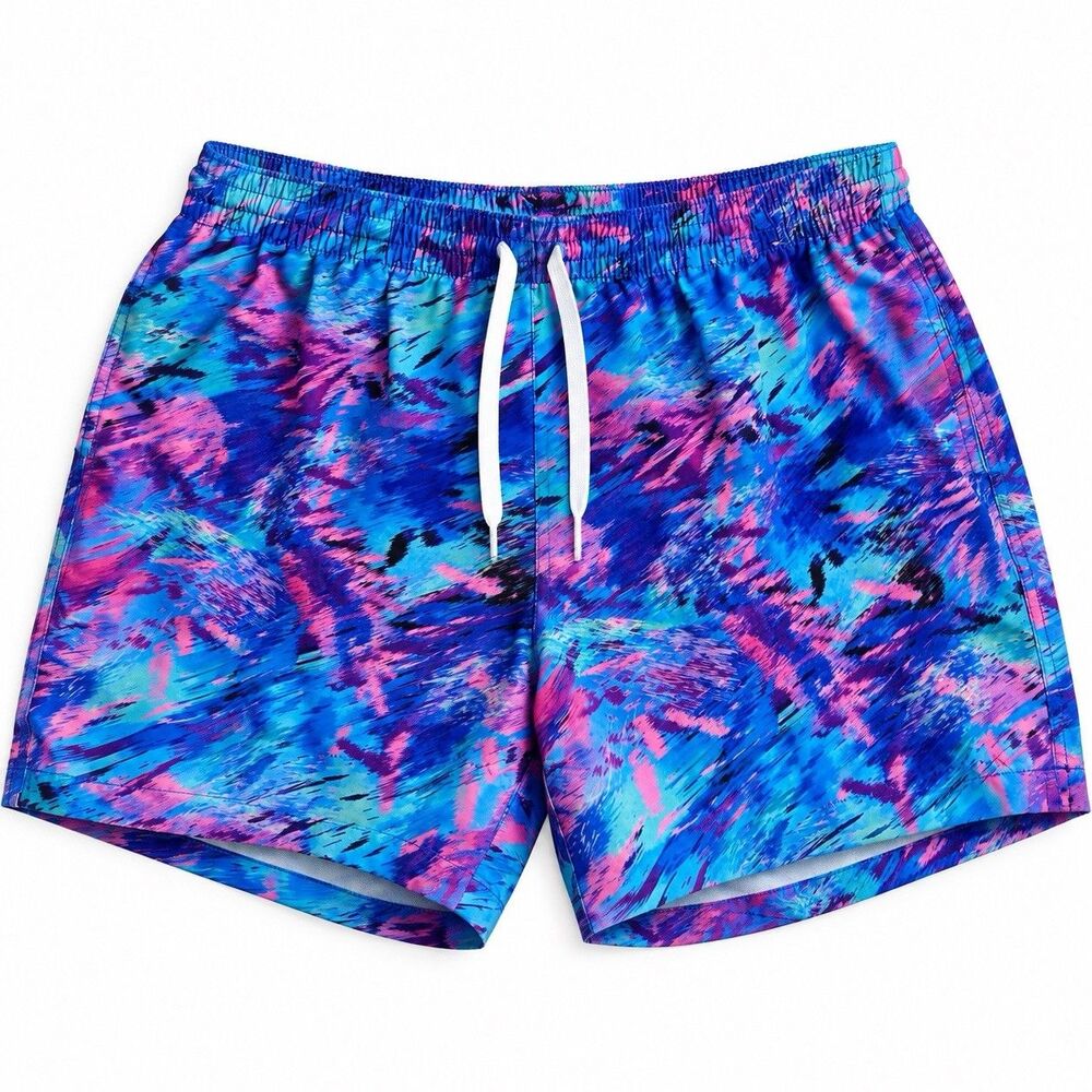 Chubbies Classic Swim Trunks Blue Pink Abstract 5.5" No Liner Men's XL
